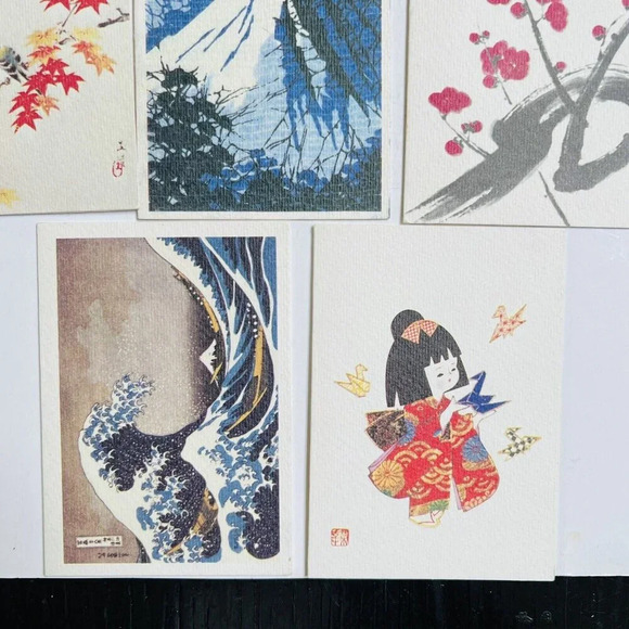 Chikyu Card Asian Influence Art Notecards No Envelopes 2.5 x 3.5 Inch 8 Pieces - Picture 3 of 7